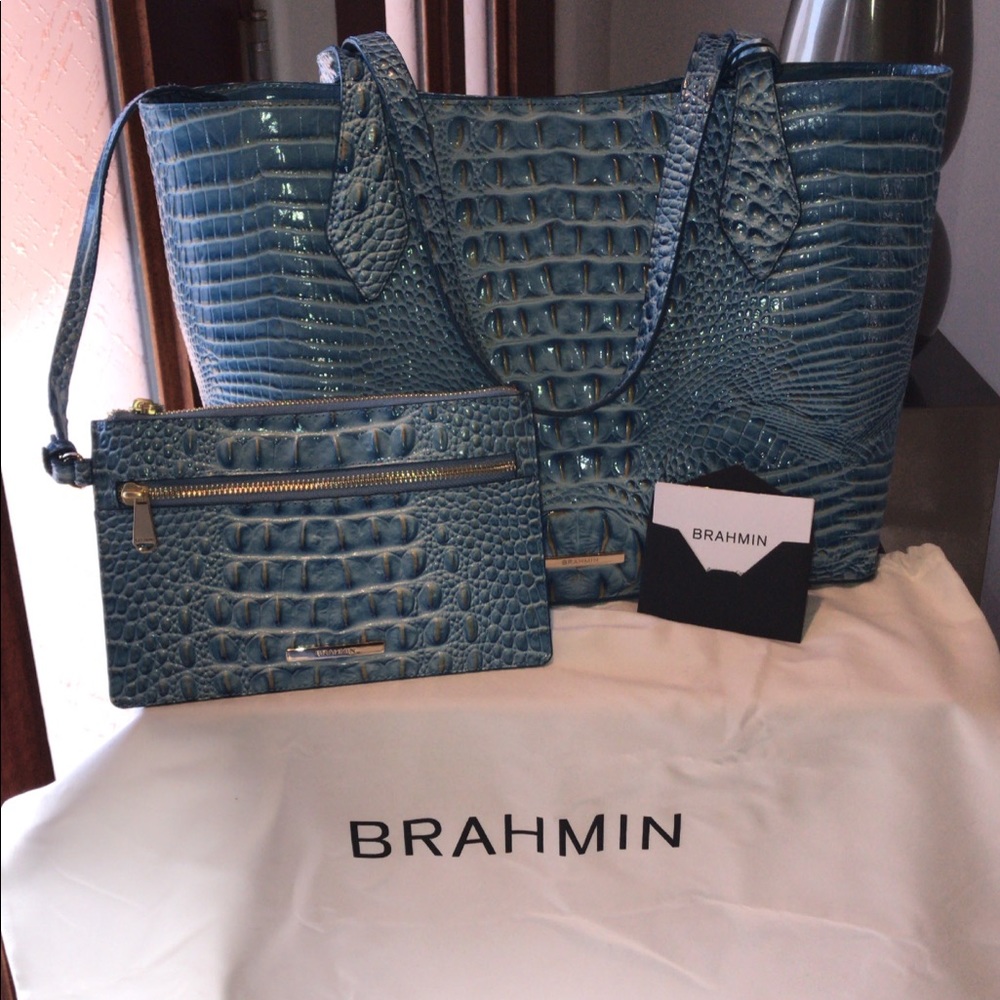 Brahmin Crocodile-Embossed Tote Bag